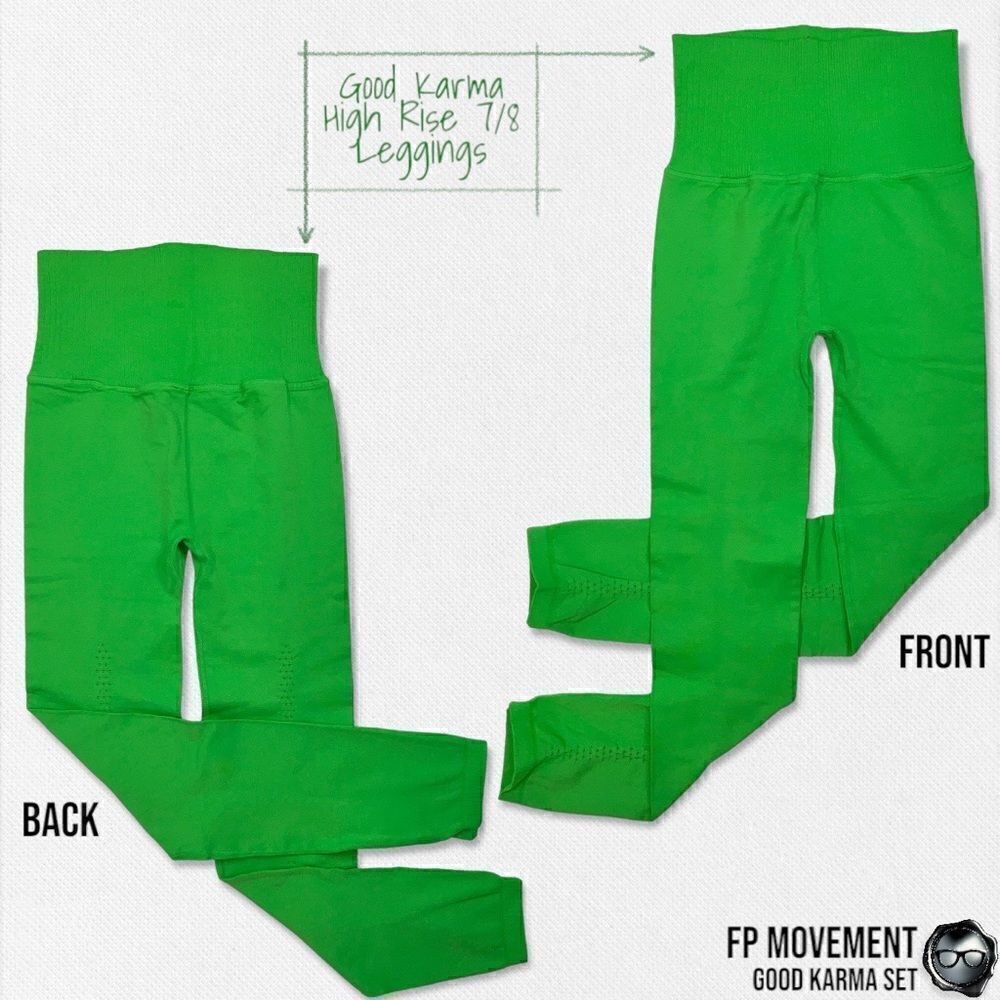 FP MOVEMENT GOOD KARMA SET: SQUARE NECK BRA + RUNNING SHORTS + LEGGINGS NEON NEW - Picture 10 of 16